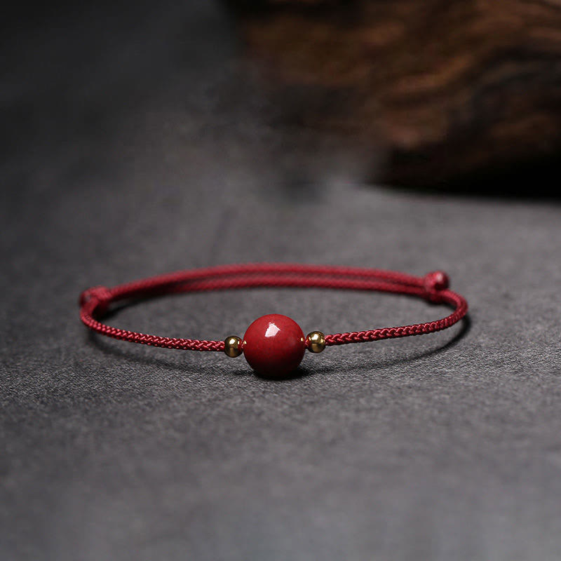 Buddha Stones Natural Lucky Cinnabar Bead Blessing String Armband Fußkettchen