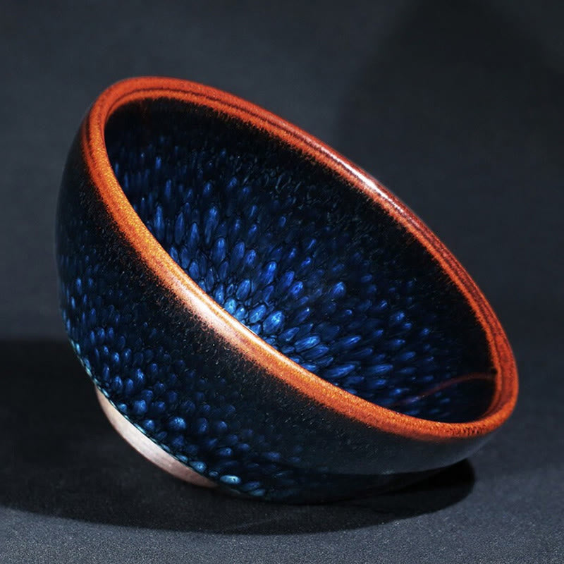 Buddha Stones, handgefertigt, blauer Francolinus-Spot, chinesische Jianzhan-Keramik-Teetasse, Kung-Fu-Teetasse, Schüssel