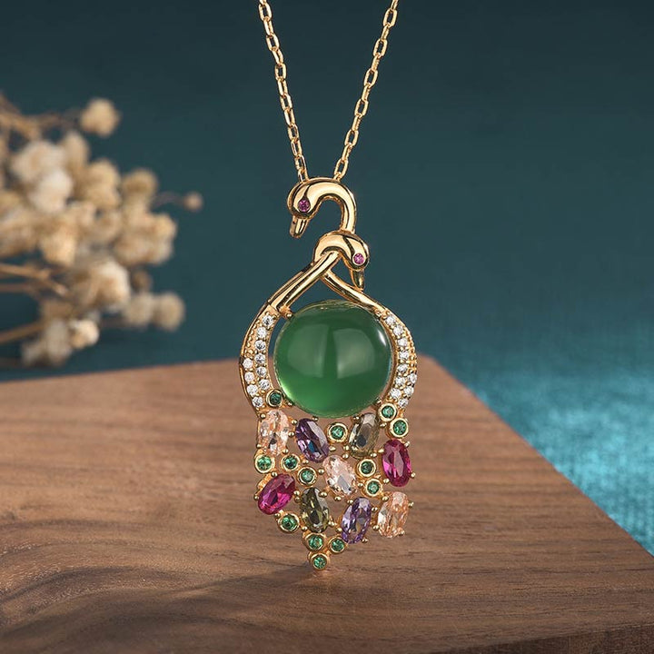 Buddha Stones Cyan Jade Success Halskette Kettenanhänger