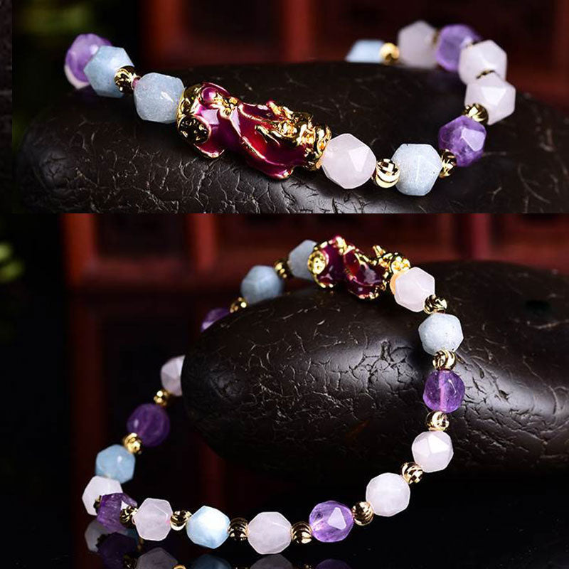 Natürliches Amethyst Fortune Pixiu Charm-Armband