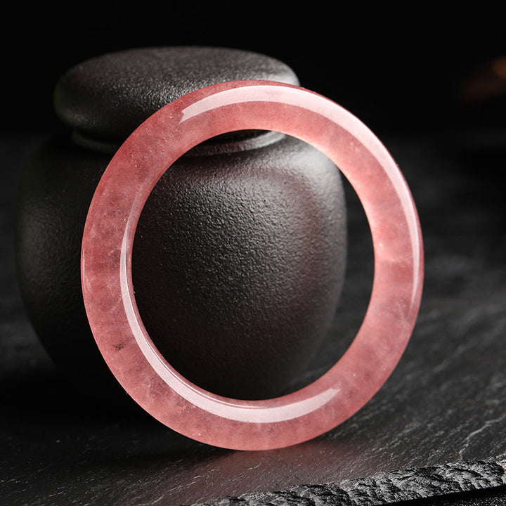 Buddha Stones Natürlicher Erdbeerquarz Love Healing Armband Armreif