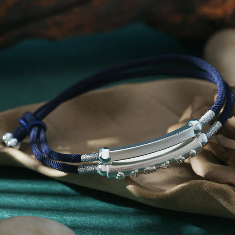 Buddha Stones 999 Sterling Silber Handgefertigtes Om Mani Padme Hum Peace geflochtenes Armband