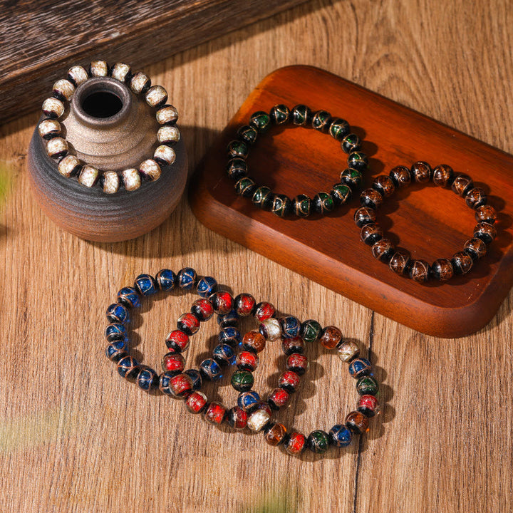 Buddha Stones Tibetisches klassisches Liuli-Glasperlen-Armband für Glück und Reichtum