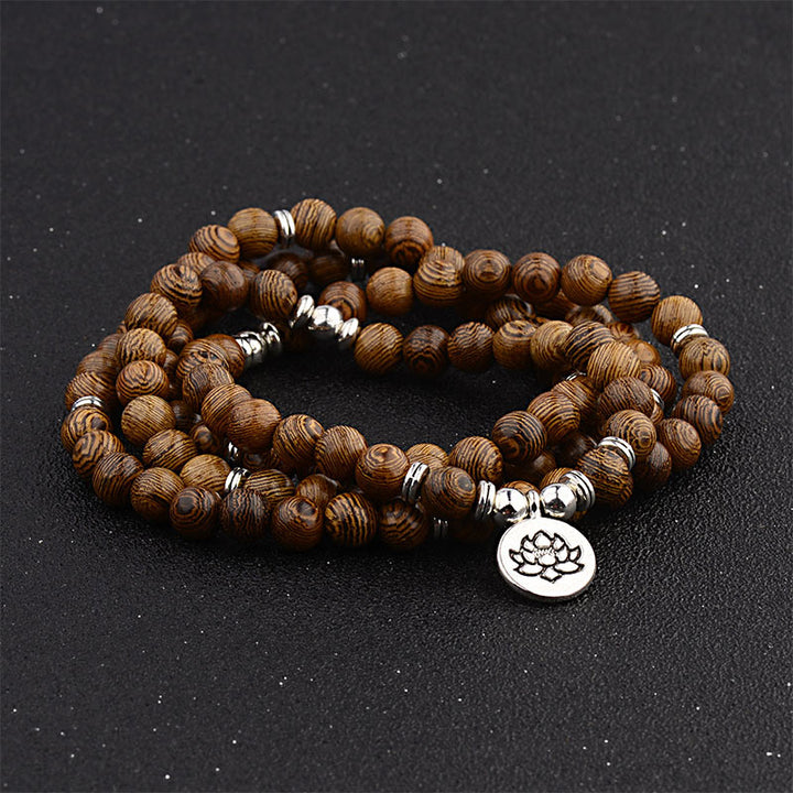 Buddha Stones, tibetisches Blitzschlag-Holzarmband, Lotus-Buddha-Mala