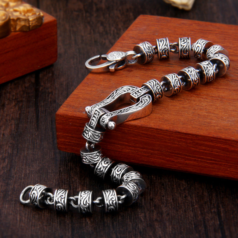 Buddha Stones Tang-Dynastie-Blumendesign Kupfer-Glücksschnallenarmband