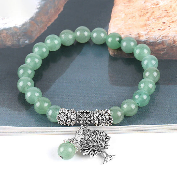 Buddha Stones, natürlicher Edelstein, Baum des Lebens, Glücksbringer, Stretch-Armband