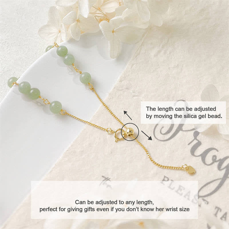 Buddha Stones Einzigartiges Glücksperlenarmband aus natürlicher Hetian-Jade mit 14-karätigem Gold gefüllt