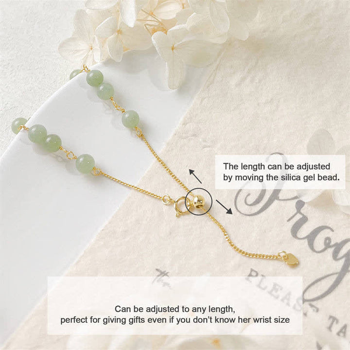 Buddha Stones Einzigartiges Glücksperlenarmband aus natürlicher Hetian-Jade mit 14-karätigem Gold gefüllt