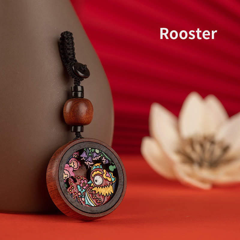 ❗❗❗Ein Flash-Sale – Buddha Stones, Jahr des Drachen, handbemalter chinesischer Sternzeichen-Schlüsselanhänger aus Palisander, geschnitzt, ruhig