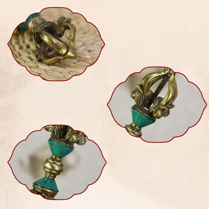 Buddha Stones, tibetische fünfzackige Vajra-Dorje-Handarbeit, Nepal, spirituelle Kraft, Kupfer-Dekoration