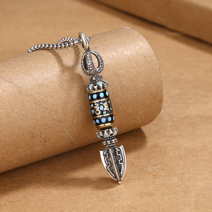 Buddha Stones, tibetischer Om Mani Padme Hum-Schutz, Reichtum, drehbarer Halsketten-Anhänger