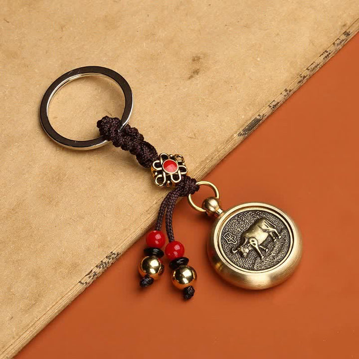 Schlüsselanhänger mit 12 chinesischen Tierkreiszeichen, Segen, Reichtum und Glück