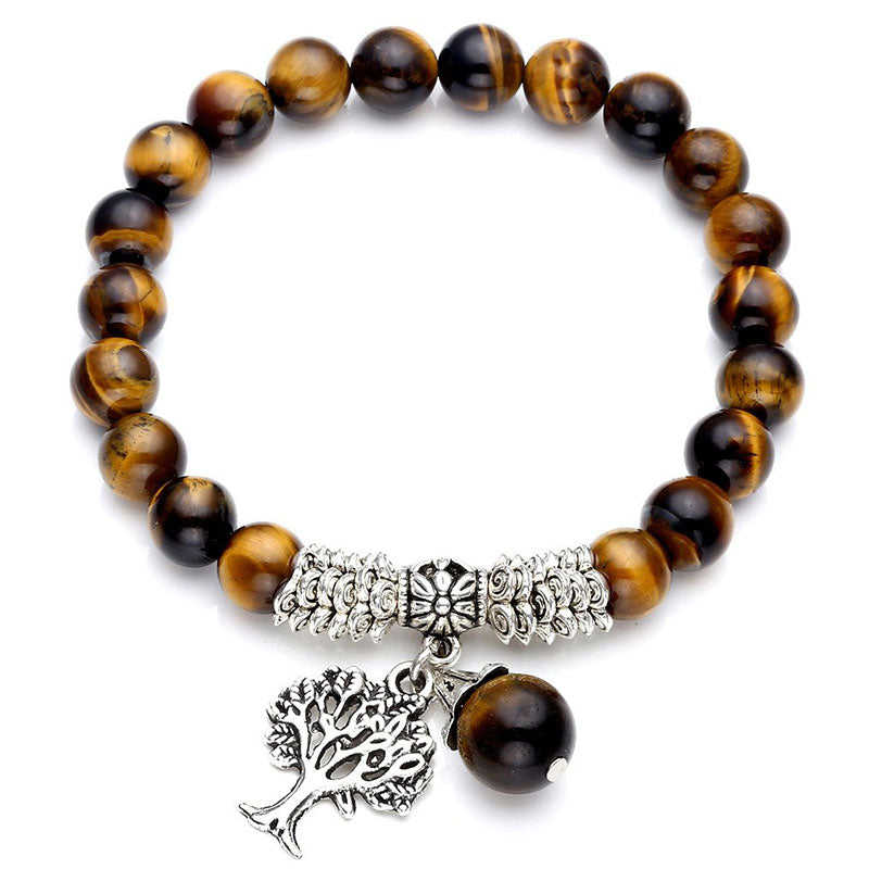 Buddha Stones, natürlicher Edelstein, Baum des Lebens, Glücksbringer, Stretch-Armband
