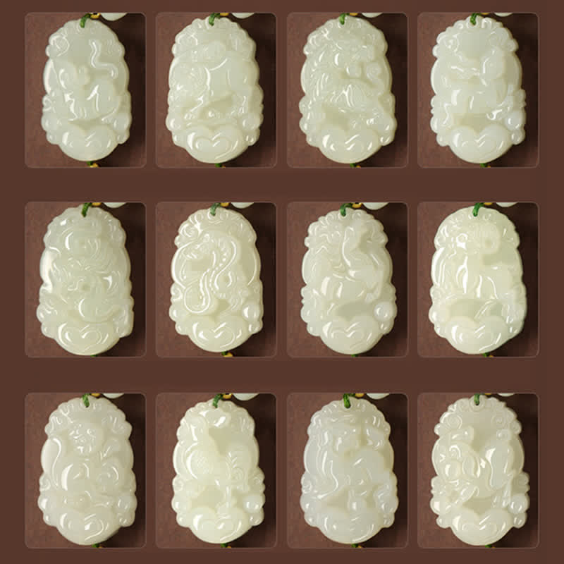 925 Sterling Silber Chinesisches Sternzeichen Hetian Jade Glücksbringer Armband