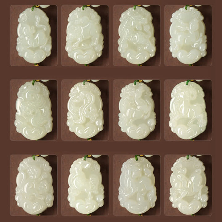 925 Sterling Silber Chinesisches Sternzeichen Hetian Jade Glücksbringer Armband