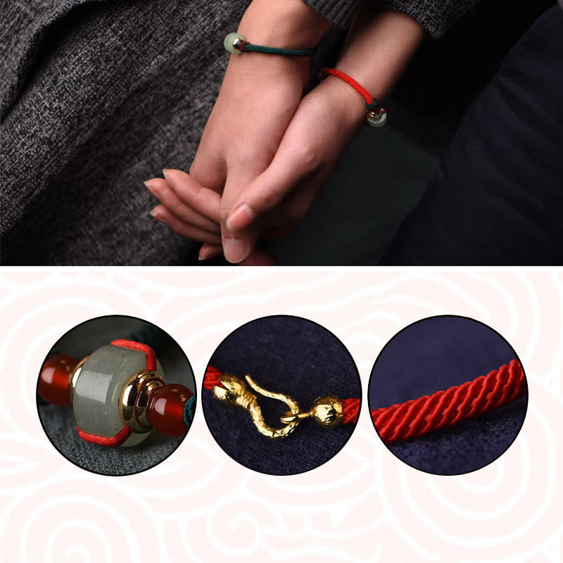 Buddha Stones Tibetisches grünes Aventurin-Glücksgeflecht-Armband