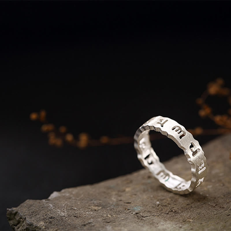 Buddha Stones Tibetischer 925 Sterling Silber Om Mani Padme Hum Peace Hohlring