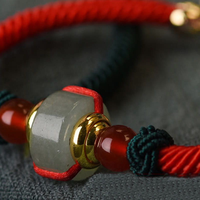 Buddha Stones Tibetisches grünes Aventurin-Glücksgeflecht-Armband