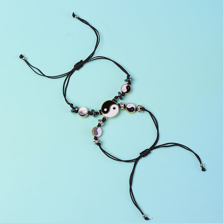 Buddha Stones 2-teiliges Yin-Yang-Hämatit-Paar-Armband