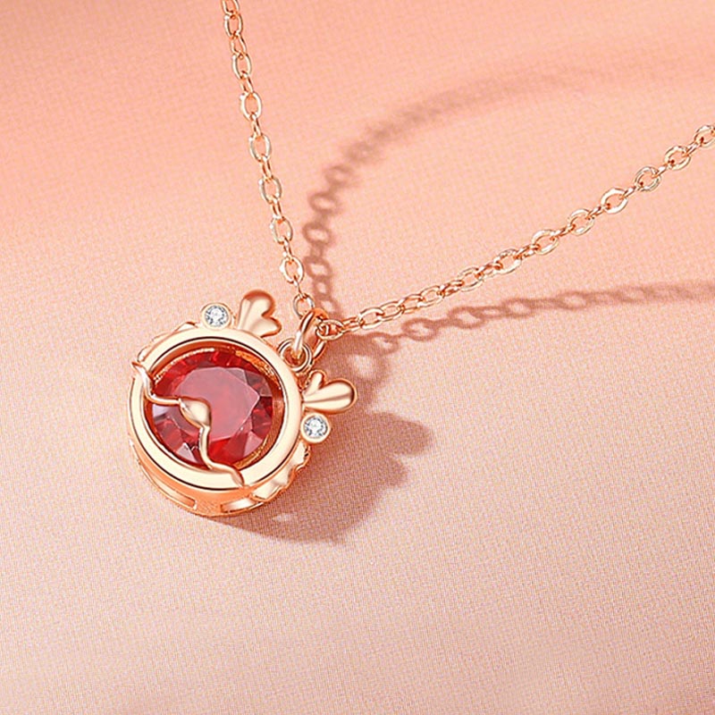 Buddha Stones, 925er-Sterlingsilber, Jahr des Drachen, Glück, roter Zirkon, Halskette, Anhänger, Armband, Ohrringe, Ring