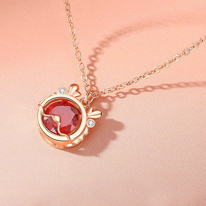 Buddha Stones, 925er-Sterlingsilber, Jahr des Drachen, Glück, roter Zirkon, Halskette, Anhänger, Armband, Ohrringe, Ring