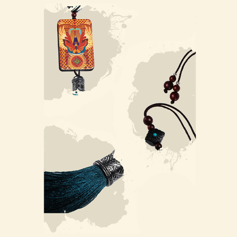 Buddha Stones, PiXiu, Ebenholz, Glück, Reichtum, Quaste, Auto-Hängedekoration