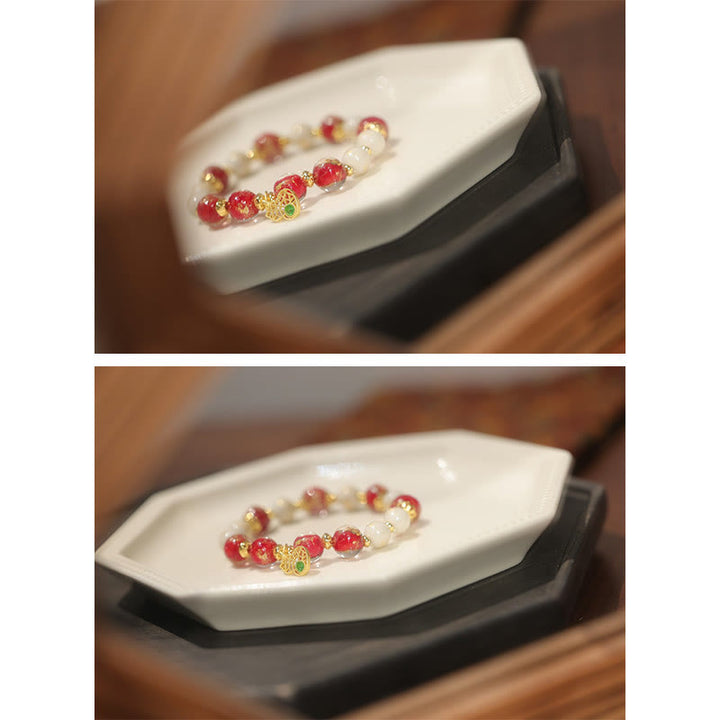 Armband mit Buddha Stonesn, Kürbis, Gott des Reichtums, Glücksbringer, Liuli, Glasperlen, Weihrauch, Asche, Porzellanperlen