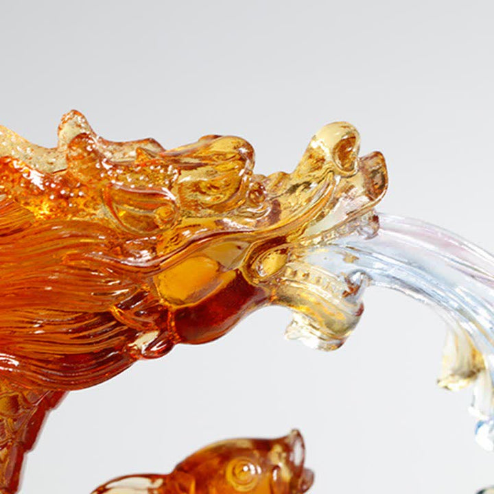 Buddha Stones, Feng Shui, Drache, Koi-Fisch, handgefertigt, Liuli-Kristall, Kunststück, Dekoration für Zuhause und Büro