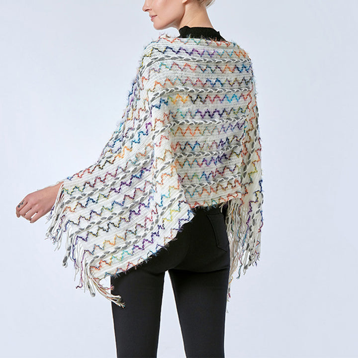 Buddha Stones Tibetischer bunt gestreifter Schal mit Quasten, Pullover für den Winter, gemütlicher Reiseschal