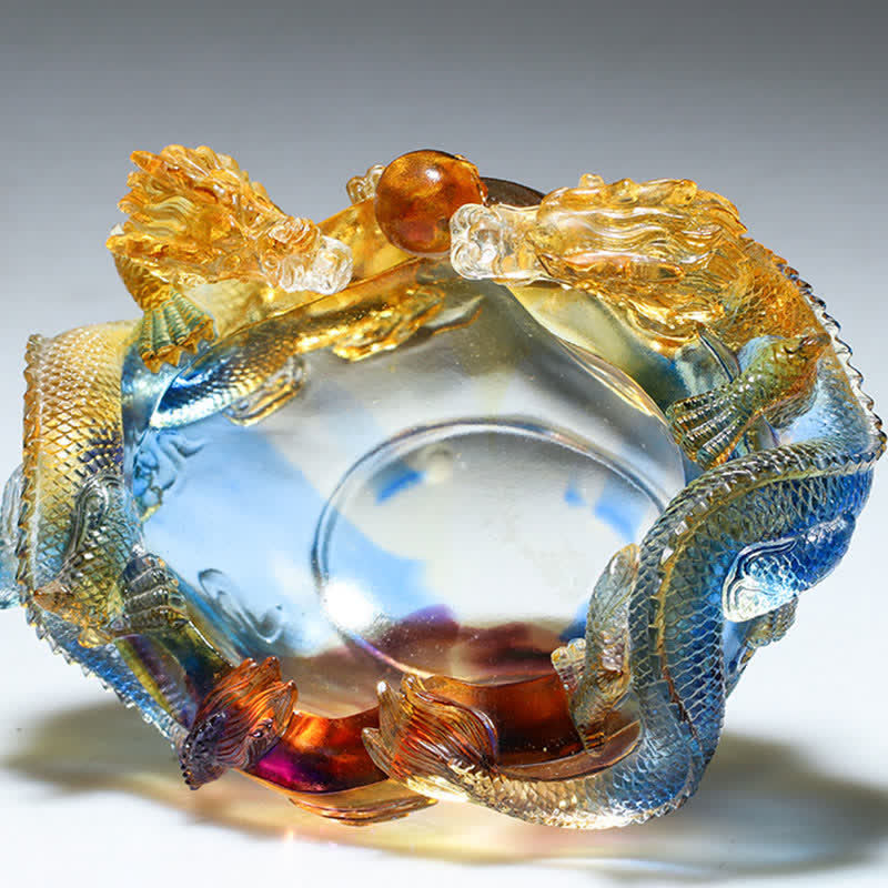 Buddha Stones, Feng Shui, chinesisches Sternzeichen, Drache, handgefertigt, Liuli-Kristall, Kunststück, Schutz, Heim- und Bürodekoration