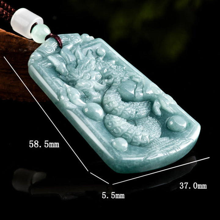 Buddha Stones, Jahr des Drachen, chinesisches Sternzeichen, Drache reist um die Welt, Jade-Stärke-Halsketten-Anhänger