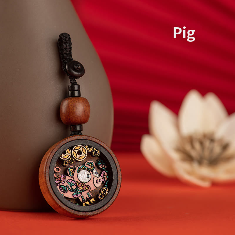 ❗❗❗Ein Flash-Sale – Buddha Stones, Jahr des Drachen, handbemalter chinesischer Sternzeichen-Schlüsselanhänger aus Palisander, geschnitzt, ruhig