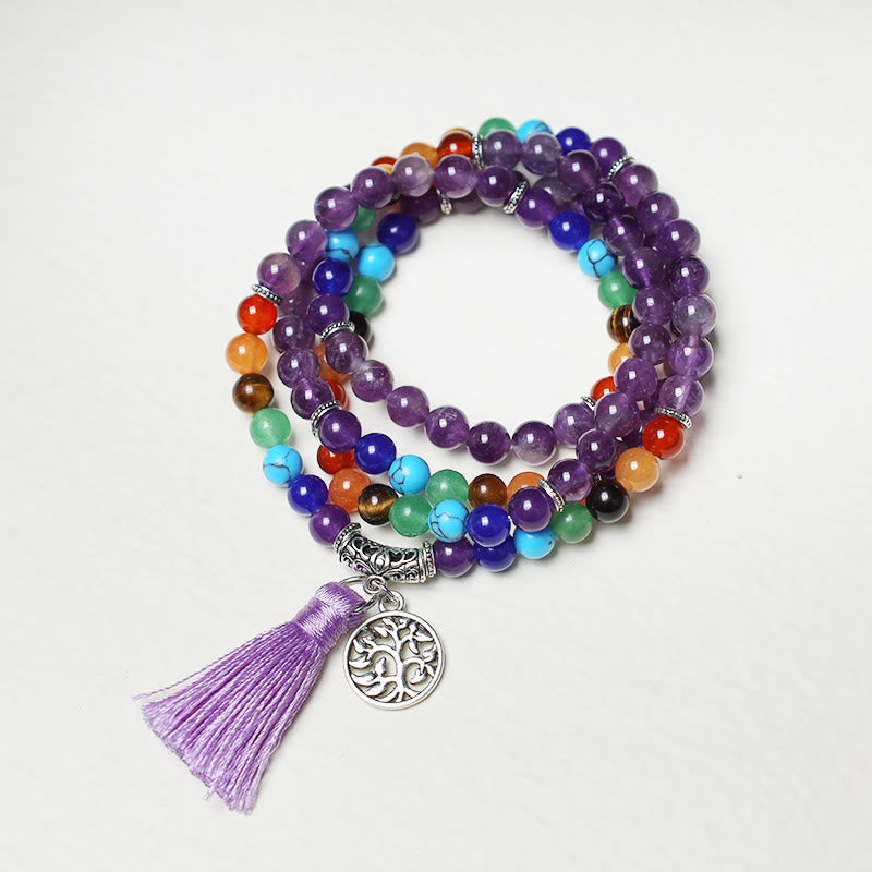 Buddha Stones, Heilkristall, Mala-Gebetsperlen, 108 Meditation, Heilung, mehrschichtiges Armband, Halskette