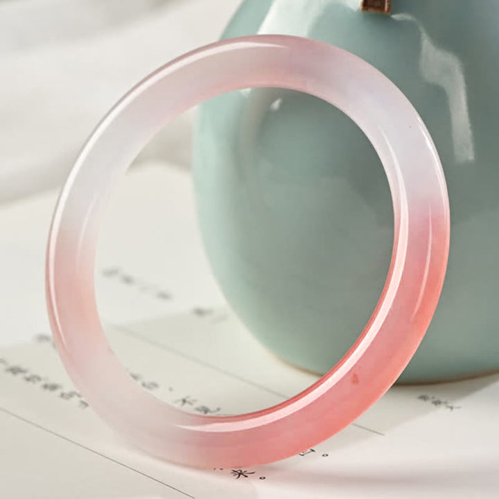 Buddha Stones Pink Golden Silk Jade Reichtum Armband Armreif