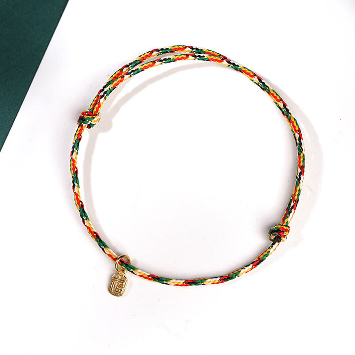 Armband mit Buddha Stonesn, verheißungsvoller Fu-Charakter, Frieden und Freude, Glück, handgefertigt, mehrfarbig, für Kinder und Erwachsene