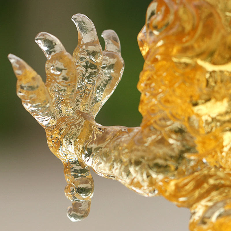 Buddha Stones, handgefertigt, chinesisches Sternzeichen, gelber Drache, Liuli, Kristallkunstwerk, Glücksschutz, Heimbüro-Dekoration