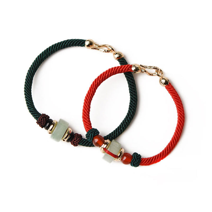 Buddha Stones Tibetisches grünes Aventurin-Glücksgeflecht-Armband