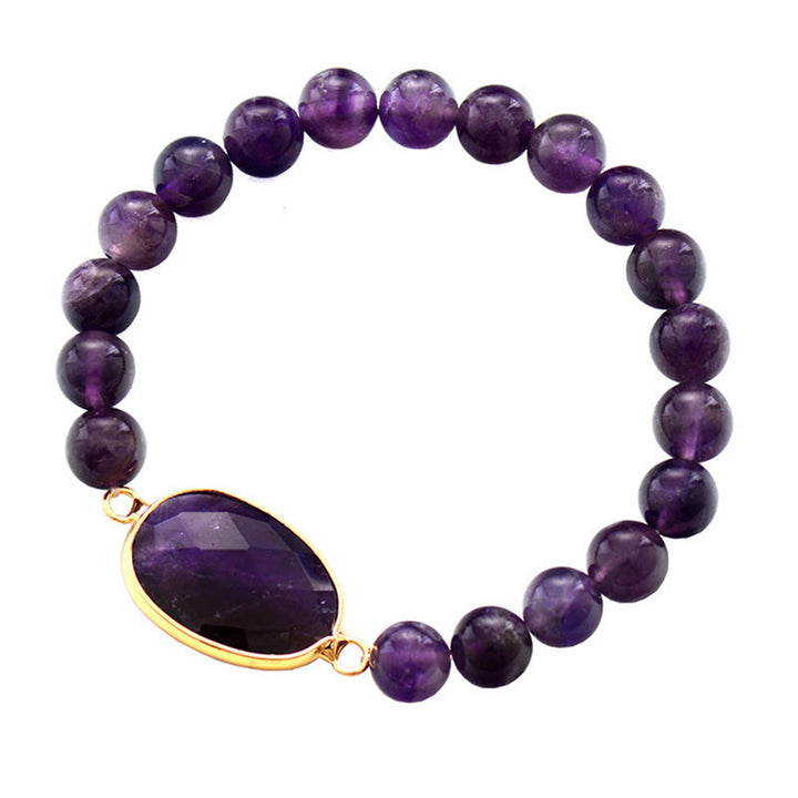 Buddha Stones natürliches Amethyst-Kristall-Balance-Marquise-Muster-Armband