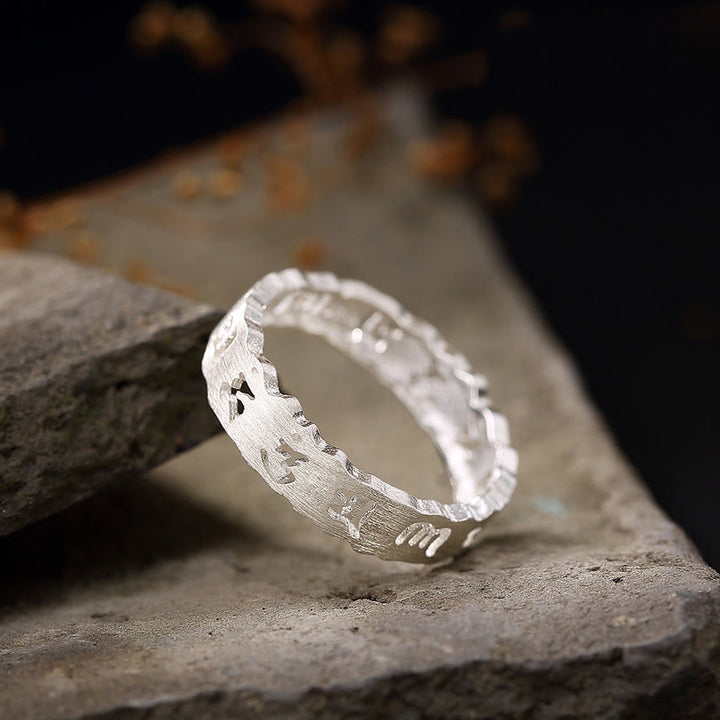 Buddha Stones Tibetischer 925 Sterling Silber Om Mani Padme Hum Peace Hohlring