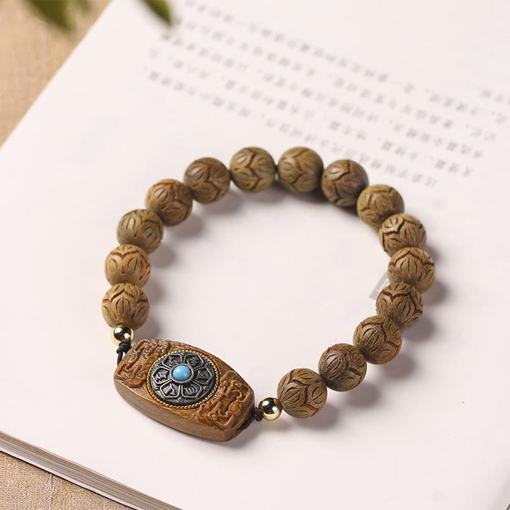 Buddha Stones, grünes Sandelholz, Ebenholz, Sandelholz, Om Mani Padme Hum, beruhigendes Armband