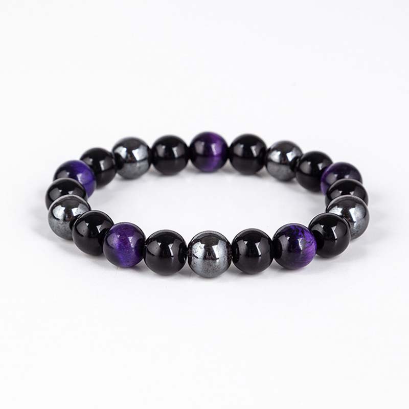 Buddha Stones Tibetisches Tigerauge-Armband-Halsketten-Set