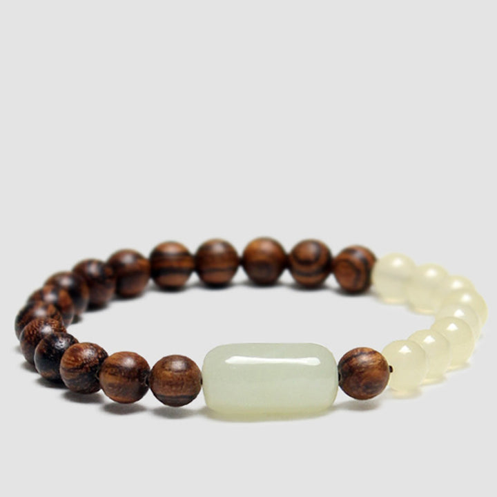 Buddha Stones Jade Sandelholz Glück Fülle Armband