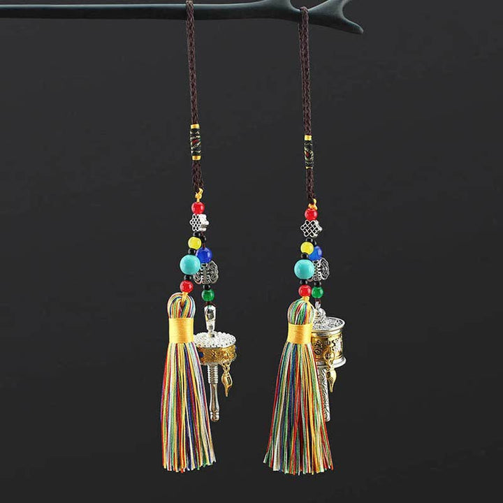 Tibet Om Mani Padme Hum Gebetsmühle Quaste Tasche Auto hängende Dekoration