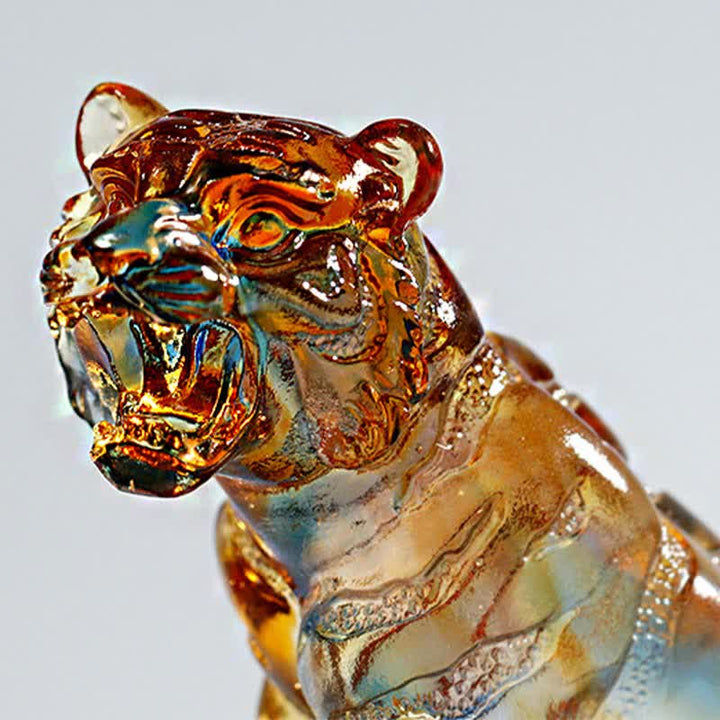 Handgefertigtes Liuli-Kristall-Tiger-Kunststück, Schutz-Heimdekoration