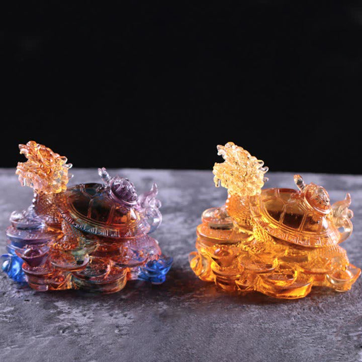 Buddha Stones, Feng Shui, Drache, Schildkröte, Münzen, handgefertigt, Liuli-Kristall, Glückskunst, Dekoration für Zuhause und Büro