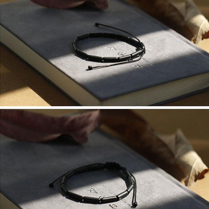 Buddha Stones Schwarzes Onyxperlen-Stützschutzarmband