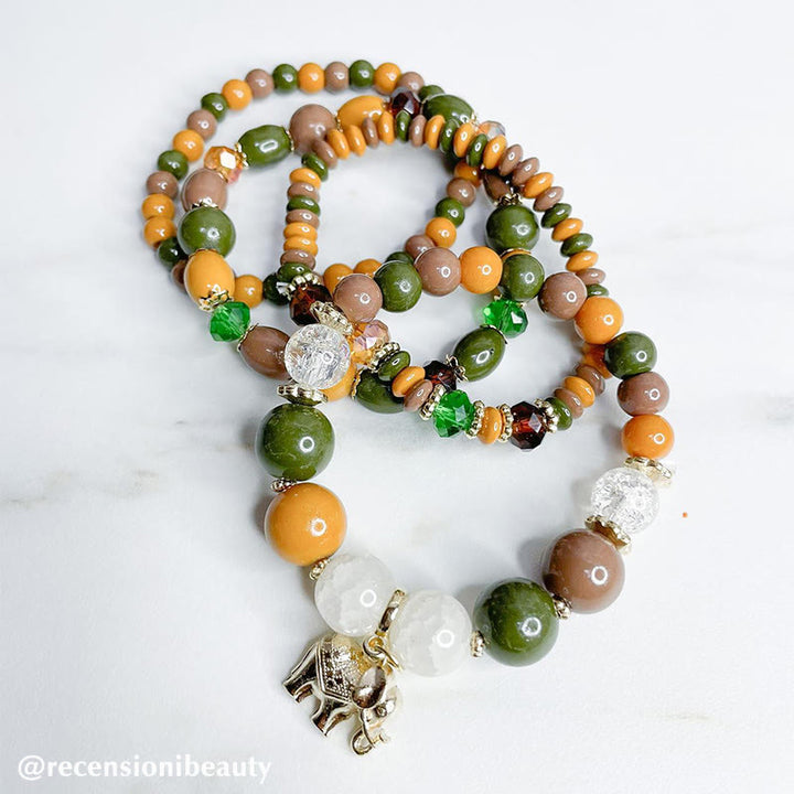 Elefanten-Kristall-Glücksheilungs-Charm-Armband