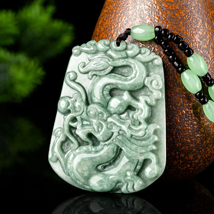 Buddha Stones, Jahr des Drachen, chinesisches Sternzeichen, Drache, aufsteigender Jade-Schutz, Perlenkette, Halsketten-Anhänger