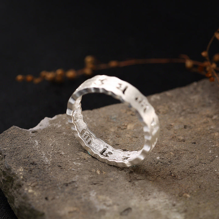 Buddha Stones Tibetischer 925 Sterling Silber Om Mani Padme Hum Peace Hohlring