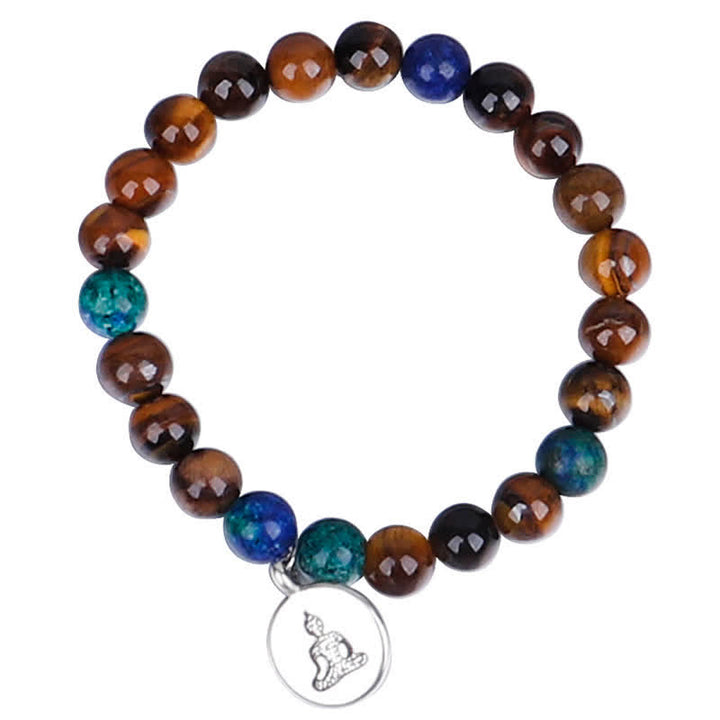 Buddha Stones, 108 Mala-Perlen, Tigerauge, Buddha-Stärke, Armband, Quaste, Halsketten-Anhänger